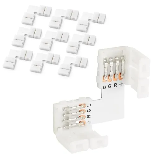 10x LED RGB Strip Eckverbinder Innenbereich Schnellverbinder Steckverbinder L Verbinder Set
