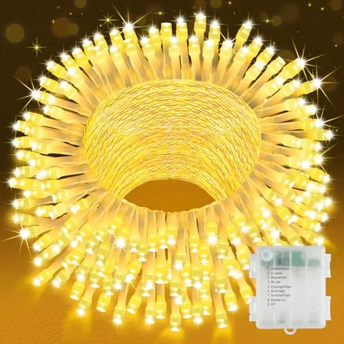 YIFMOO Lichterkette Außen Batterie, 20M 200LED Weihnachtsbeleuchtung Innen