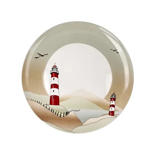 Goebel Scandic Home Teller Lighthouse Leuchtturm Ø23 cm - Vorratsgefäße & -gläser, stilvoller Frühstücksteller aus hochwertigem Porzellan mit maritimem Design für ein besonderes Ambiente am Tisch.