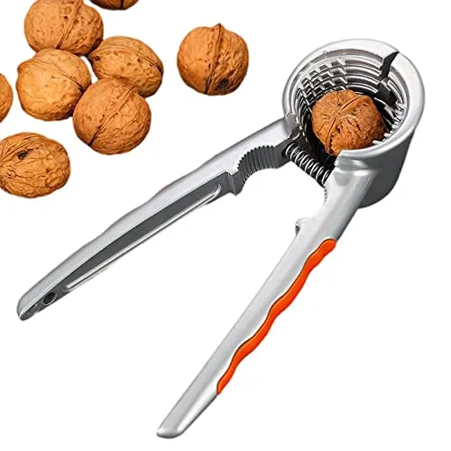 Nussknacker Walnüsse Haselnüsse Nuss Nussknacker Multifunktional Zuhause Nußknacker mit Rutschfestem Griff Hochwertiger Nussknacker Nussöffner für Nüsse Schalentiere Meeresfrüchte (Silber)