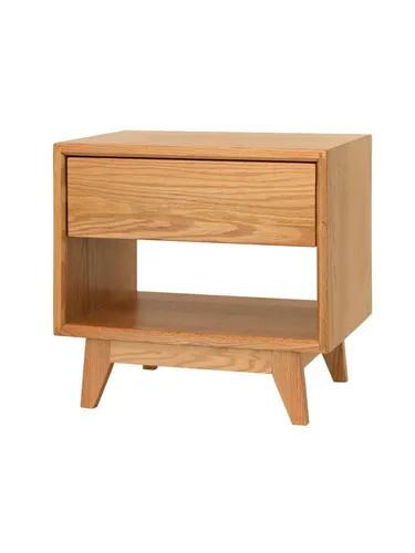holz4home® Nachtschrank Retro Nachttisch aus massivem Eichenholz I Beistelltisch Holz Mit Schublade