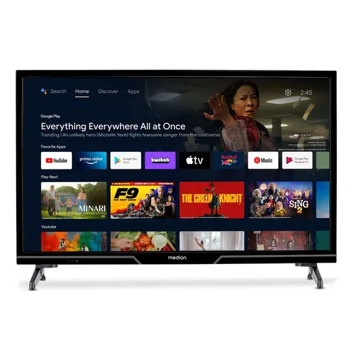 MEDION P12431 (MD 29240) - 24 Zoll HD Smart TV, Android TV mit HDR, Netflix und Prime Video, ideal für Streaming-Fans