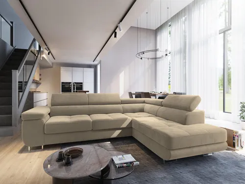 Masseno Ecksofa SELVA mit Schlaffunktion - L-Form und Bettkasten - Ecksofa SELVA mit Schlaffunktion und praktischem Stauraum, ideal für gemütliche Abende und unerwartete Gäste. Stilvolles Design trifft auf Funktionalität und Komfort.