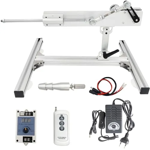Jvnvlki DIY Hubkolbenmotor linearantrieb DC 24V, einstellbarer Hub 30-150mm,Maximaler Schub 18kg,variabler Geschwindigkeit 25-120rpm,mit Geschwindigkeitsregler,Fernbedienung,Ständer-Kit,Endverbinder