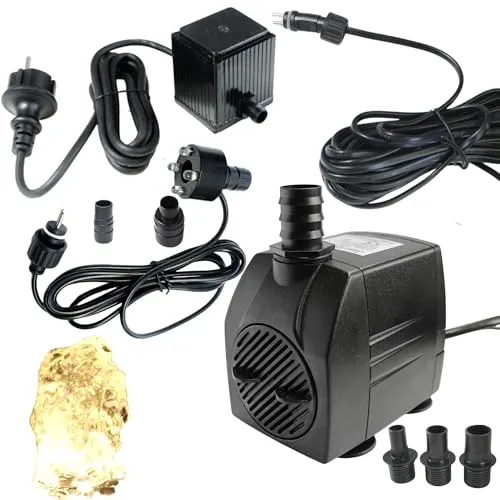 Arnusa Springbrunnenpumpe mit LED Quellsteinbeleuchtung