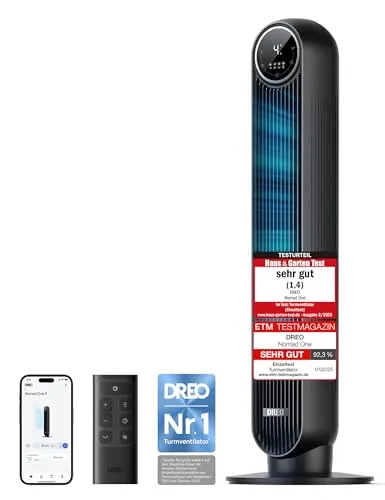 Dreo Smart Leiser Turmventilator in schwarz von DREO