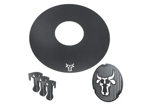tuning-art GR05 Grillring Set mit Bullenmotiv - Grillbesteckset mit 55cm Grillring, Grilleinsatz und Abstandshaltern für perfekte Temperaturzonen und aromatisches Grillen ohne Anbrennen.