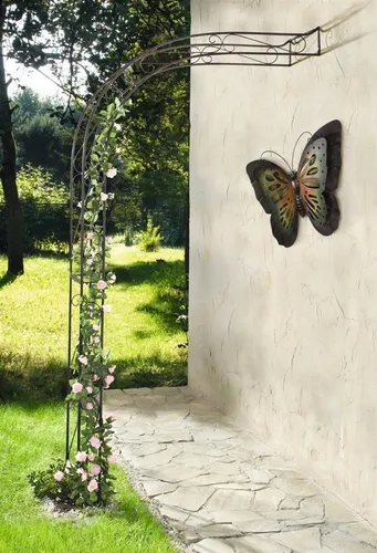 Dekoleidenschaft Rankhilfe Halbbogen aus Metall in Rost-Optik - Rosenbögen für Garten, stilvolle Rankhilfe aus Metall in Rost-Optik, ideal für Kletterpflanzen wie Rosen oder Efeu und einfach zu montieren.