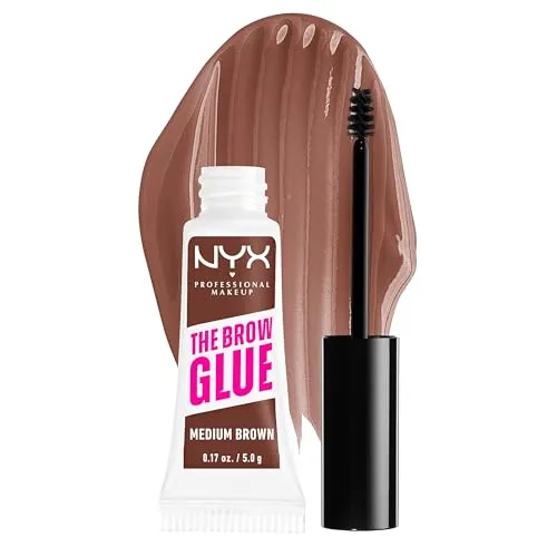 NYX PROFESSlONAL MAKEUP Augenbrauengel für einen Lifting-Effekt, Professional Brow Glue, Instant Styler, Für Augenbrauen wie laminiert, Medium Brown