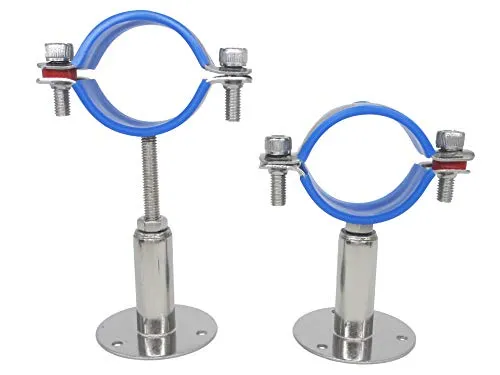 Edelstahl Höhenverstellbare Rohrschelle - Wand/Deckenmontage für 51mm bis 57mm Rohre, Schwerlast Rostfreie Rohrhalterung mit Befestigungsmaterial, 2er Set