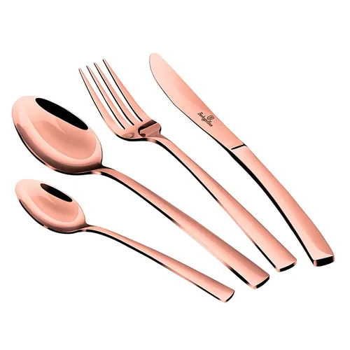 Edelstahl Besteckset 24 Teile für 6 Personen, modernes Design in Rose Gold - Hochwertiges 24-teiliges Besteckset aus poliertem Edelstahl, ideal für stilvolle Dinnerpartys und den täglichen Gebrauch.