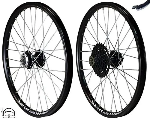 Redondo 20 Zoll Laufrad Set VR + HR Felge Schwarz Disc + 9-Fach Kassette