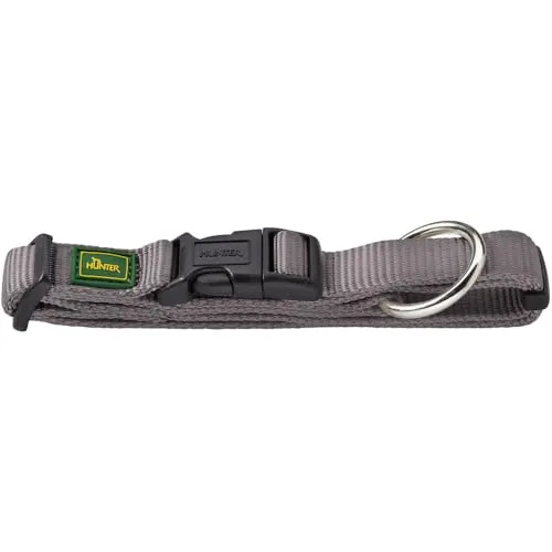HUNTER VARIO PLUS Hundehalsung, Hundehalsband, Zugentlastung, robust, geschmeidig, Klickverschluss, L-XL/25, grau