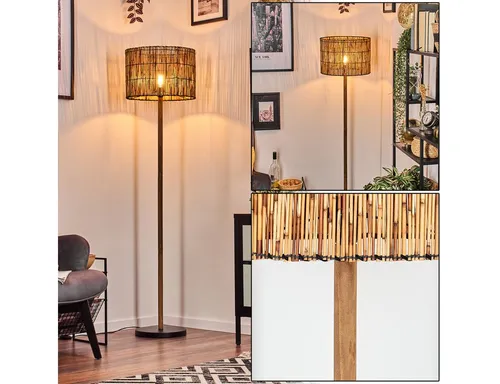 Hofstein Stehlampe im skandinavischen Boho-Style - Elegante Stehlampe für den Innenbereich, aus Bambus mit Fußschalter. Ideal für Esszimmer, Flur oder Wohnzimmer – setzt stilvolle Akzente!