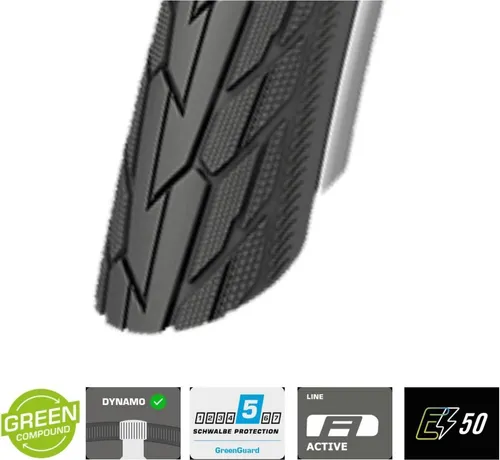 Schwalbe Road Cruiser Fahrradreifen Schwarz 47-559 (26 x 1,75) inkl. Reifenheber 1 x