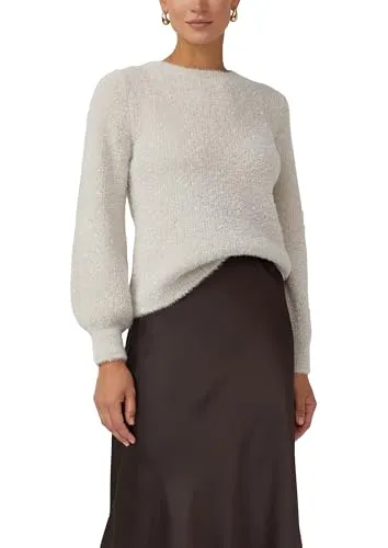 s.Oliver Flauschiger Strickpullover mit Glitzergarn - Eleganter Regular Fit Pullover aus hochwertiger Wolle mit rundem Ausschnitt und langen Ärmeln. Perfekt für Business-Anlässe und sorgt für einen stilvollen Auftritt.