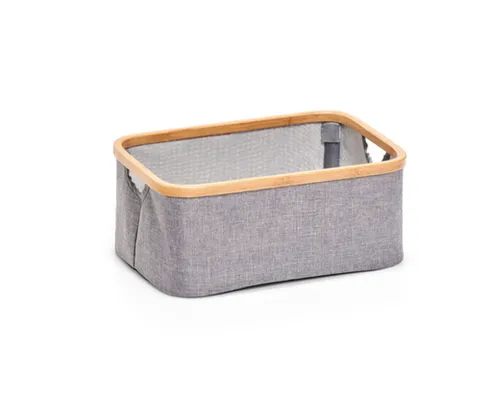 Faltbarer Aufbewahrungskorb Bamboo Grau Ordnung Korb Modern Kiste Box 38 x 18 cm