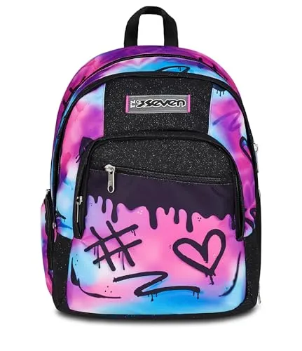 Seven Dual Detach Schulrucksack, Schulranzen 5 Klasse Mädchen, mit Laptopfach, Trinkflaschenfach, Abnehmbarer Kleiner Rucksack, Fuchsia/blau