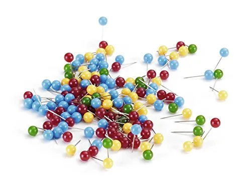 Legamaster 7-241099 Moderationsnadeln, 200 Stück, Rundkopf, farbig sortiert, 15 x 6 mm