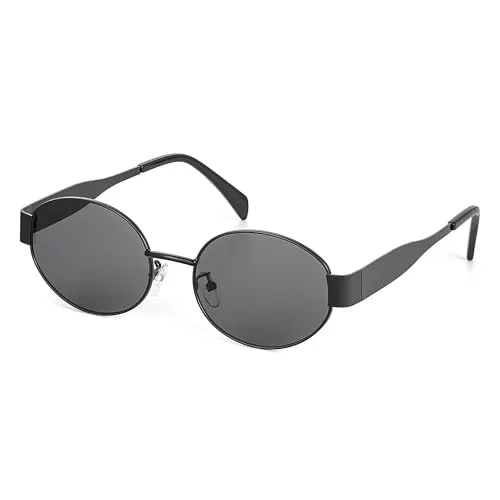 JIM HALO Polarisierte Oval Sonnenbrille für Männer Frauen Trendige klassische Retro Sonnenbrille UV400