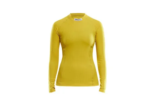 Craft Langarmshirt Progress CN Funktionsunterwäsche Damen XL - Dieses gelbe Langarmshirt aus hochwertiger Funktionsunterwäsche bietet optimalen Tragekomfort. Die spezielle Strickstruktur sorgt für Kühlung beim Sport und Wärme in Ruhephasen. Ideal für aktive Frauen!