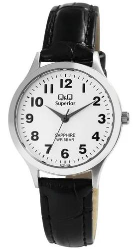 Q&Q Quarzuhr Damen - Elegante 3-Zeiger Armbanduhr mit hochwertigem Miyota Quarzuhrwerk, gepolstertem Echtlederarmband und Saphirglas. Ideal für Allergiker und perfekt zum Verschenken in hochwertiger Uhrenbox.