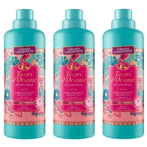 Tesori d'Oriente Ayurveda Weichspüler 760 ml (3er-Pack) - Hochwertiger Weichspüler für ein angenehmes Duft-Erlebnis. Ideal für die Pflege Ihrer Wäsche und sorgt für geschmeidige Textilien.