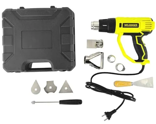 WELDINGER Heißluftpistole HG-1 2000 W, Digitaldisplay 60-600°C, 9-tlg. Set im Koffer