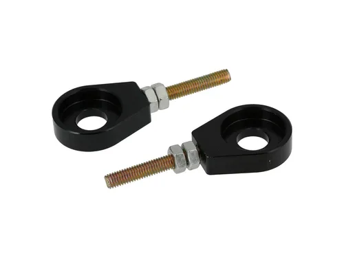 Set: 2x Kettenspanner für Schwinge, Aluminium Schwarz eloxiert - Simson S51, S50