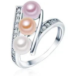 Valero Pearls Perlenring aus Süßwasser-Zuchtperlen - Eleganter Cocktailring in Größe 52 aus silberfarbenem Sterling Silber, verziert mit einer strahlenden Süßwasser-Zuchtperle und funkelndem Zirkonia. Perfekt für besondere Anlässe!