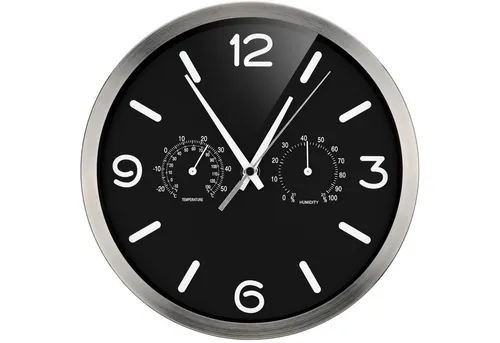 OPTUS MyTime ND DCF Wanduhr 25 cm - Elegante Analog-Wanduhr mit Thermo- und Hygrometer-Funktion, perfekt für präzise Zeit- und Klimaanzeige in jedem Raum.