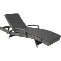 tectake Rattan Sonnenliege mit Aluminiumgestell - Liegen für den Garten, 5-fach verstellbare Rückenlehne für optimalen Komfort, wetterfest und belastbar bis 150 kg.
