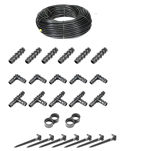 HaGa® Bewässerungsset - 50 Meter Tropfschlauch mit Zubehör - Bewässerungsrohre für effiziente Gartenbewässerung, spart bis zu 70% Wasser und benötigt keinen hohen Druck. Ideal für Gärten, Obstgärten und Gemüsebeete.