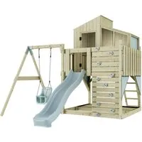PolarPlay Spielturm Lotta - Spielturm für Kinder, ideal zum Spielen, Klettern und Schaukeln – mit bruchsicheren Acrylglasfenstern und stabiler Holzstruktur für maximalen Spielspaß im Freien!