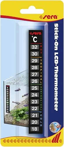 sera Stick-On LCD-Thermometer | für Aquarien | selbstklebend außen | mit farbiger Temperaturanzeige | Temperaturzonen cold/subtropical/tropical/hot | ideal für Zierfische | Aquarium Zubehör