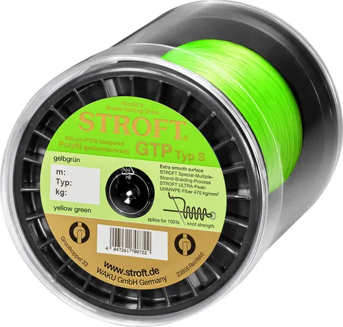 STROFT GTP Typ S Geflochtene Angelschnur 2000m Gelbgrün S5-0,250mm-13kg - Hochwertige geflochtene Angelschnur mit extra glatter Oberfläche für optimale Wurf- und Schnureigenschaften. Ideal für Angler, die beste Materialien suchen. Robust und langlebig, perfekt für den Einsatz in verschiedenen Angelbedingungen.