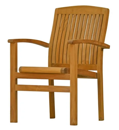 Kai Wiechmann Teak Gartenstuhl - Wetterfester Stapelsessel für höchsten Sitzkomfort - Robuster Teak Gartenstuhl mit ergonomischer Rückenlehne, ideal für ganzjährige Nutzung im Freien. Stapelbar und platzsparend, perfekt für Garten, Terrasse oder Balkon.