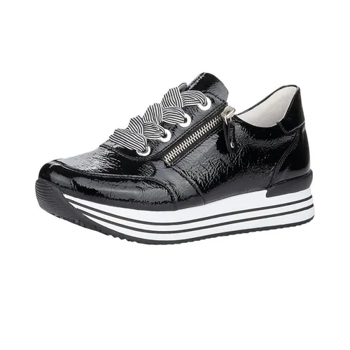 Remonte Damen D1302 Halbschuhe, schwarz, 36 EU - Damen-Schnürhalbschuhe mit Komfortweite, auswechselbarer Einlegesohle und extra weichem Fußbett für optimalen Tragekomfort.