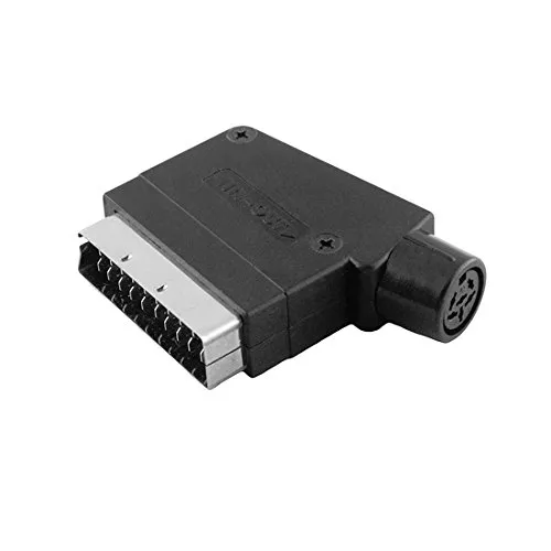 BestPlug Audio Video Adapter mit Schalter, Scart-Stecker männlich auf 6pol DIN Buchse Kupplung weiblich, Schwarz