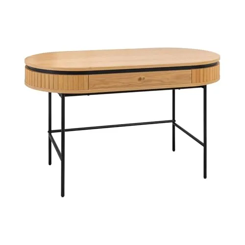 riess-ambiente Schreibtisch ATELIER 120 cm - Eleganter Eichen-Look mit Schublade - Moderner Schreibtisch im natürlichen Eichen-Design mit schwarzem Metallgestell. Ideal für Home Office oder als Konsolentisch. Praktische Schublade für Ordnung und stilvolles Arbeiten.