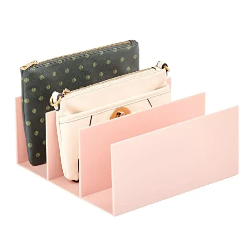 mDesign Clutch Organizer – praktische Handtaschen Aufbewahrung mit 5 Fächern für Clutches, Geldbörsen, Kartenetuis etc. – Portemonnaie Ablage aus Kunststoff – hellrosa