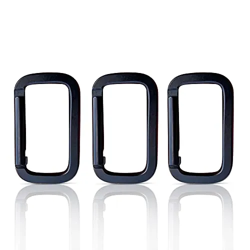 Holesto® Viereckige Karabiner 3er Set - Mini Karabiner Schlüsselanhänger - Schraubkarabiner - Karabinerhaken klein - Karabinerhaken Set Schwarz - Carabiner (Schwarz 5x3cm)