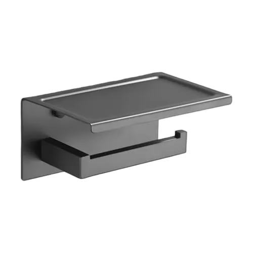 NIKCORP - Toilettenpapierhalter mit Ablage, Klopapierhalter Gebürstet Edelstahl, Klorollenhalter WC Papier Halterung, Toilettenpapierrollenhalter Wandmontage für Badzimmer - Grau matt