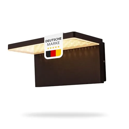 LED Außenwandleuchte schwarz | 10W warmweiß 3000K | IP44 wetterfest | Wandlampe aus Aluminium | 566lm | 90° Abstrahlwinkel | für Terrasse & Hauswand | 1744A