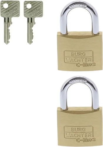 Burg-Wächter Duo 222 40 SB 2er Set Vorhängeschloss Messing 4 Schlüssel