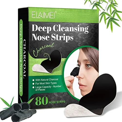 Nose Mitesser Pore Strips, 80 Stück Nasen Mitesser Strips, Clear up Nasenpflaster Mitesser, Mitesserentfernung, tiefe Reinigung der Nasenporenstreifen für Frauen und Männer