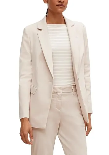 comma Taillierter Blazer aus Baumwollmix beige 34 - Eleganter Damenblazer aus weichem Baumwollmix, antaillierte Passform mit Reverskragen, ideal für stilvolle Anlässe oder das Büro.
