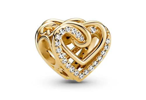Pandora Bead Charm verschlungene Herzen 769270C01 vergoldet - Anhänger aus 14 Karat vergoldeter Metalllegierung, perfekt für eine romantische Note in deinem Schmuckstück.