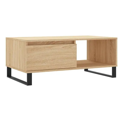 furnicato Couchtisch Moderner 90 x 50 x 36,5 cm in Sonoma-Eiche mit Metallbeinen (1-St)