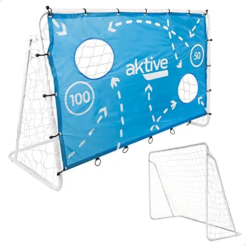 Aktive 49043 - Kinder-Fußballtor mit Trainingsplane | Gartenfußballtore 182x91x122cm | Kinderfußballtraining | Kinderfußballzubehör und -spiele